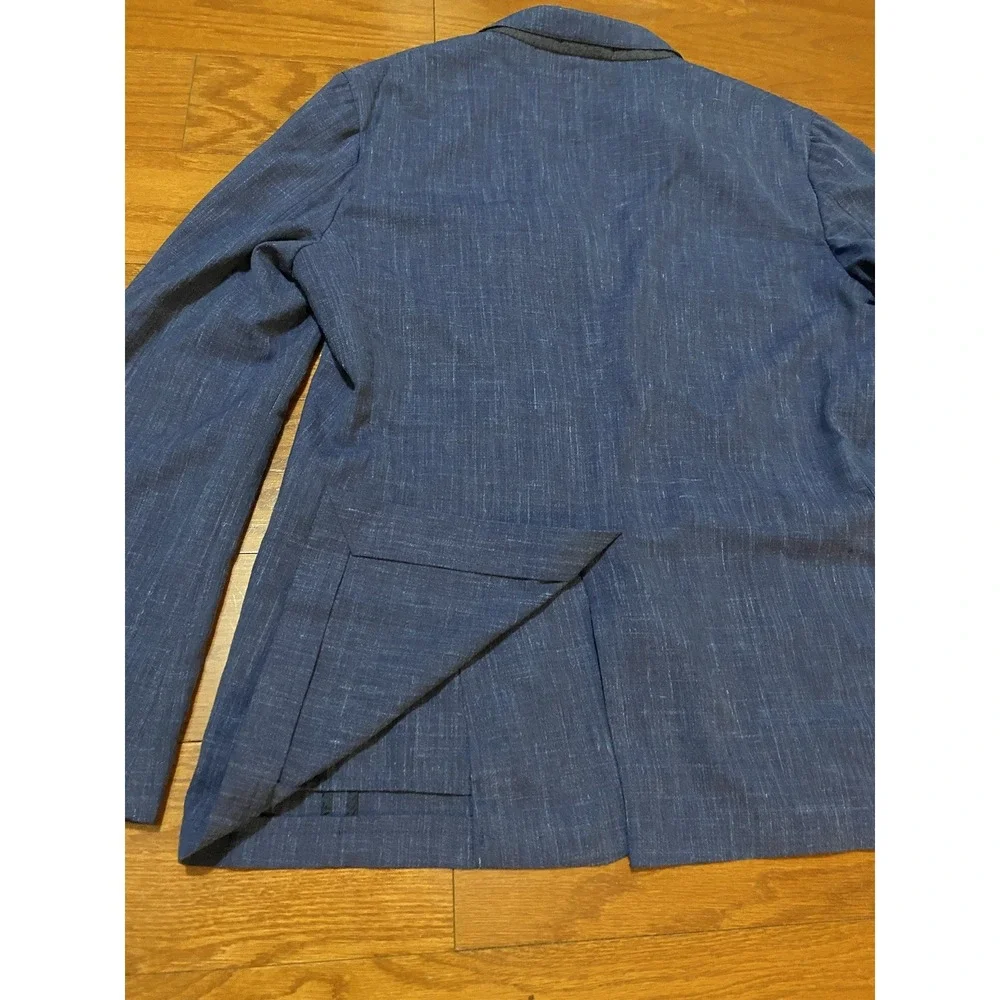 MENS SALVATORE FERRAGAMO BLAZER SIZE 42 R Linen MADE ITALY Blue Very Nice!